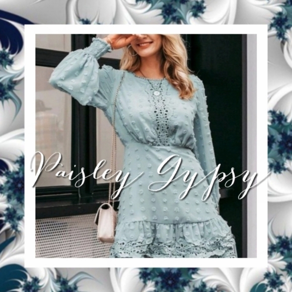 ROMANTIC BABY BLUE LACE SIMPLEE PREMIUM QUALITY BRANDED DRESS - Picture 4 of 15